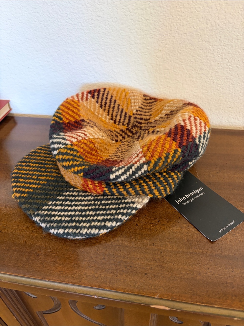 John Branigan Peaky Blinder GaIway Sage Irish Plaid Tweed Wool Newsboy Cap NWT